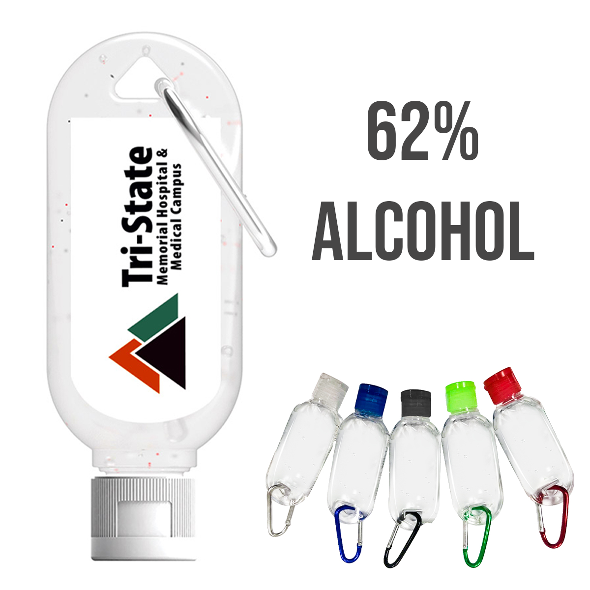 62% ALCOHOL HAND SANITIZER WITH CARABINER CLIP
